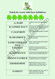 He was one of the great benefactors of ireland. St Patrick S Day Symbols Matching Exercise Esl Worksheet By Malniedz