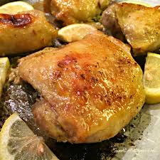 Top with olives and chicken. Easy Baked Lemon Garlic Chicken Thighs Sweet Little Bluebird