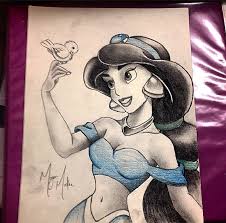 Princess Jasmine She Is Such A Pretty Princess Drawing In Pencil And Colored Pencil One Of Disney Art Drawings Disney Princess Drawings Princess Drawings