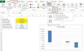 insert ribbon excel stacked column chart excel dashboard