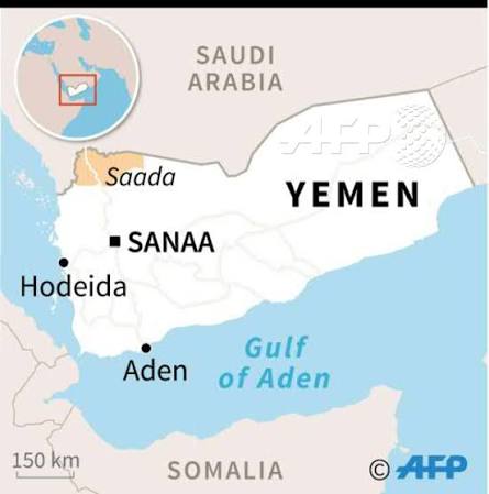 AFP - Map of Yemen locating Saada province where a strike on ...