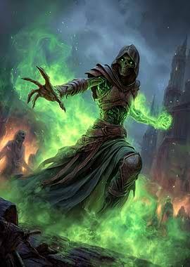 Undead Necromancer with Green Magic' Poster, picture, metal print, paint by  Mad Viking Studio | Displate