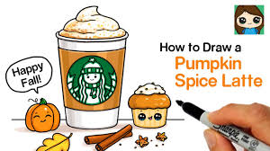 Starbucks kawaii popular easy coloring pages on log wall. How To Draw A Starbucks Pumpkin Spice Latte Youtube
