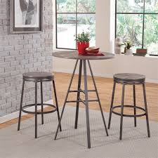 Swing out seat restaurant bar / pub height table. Chesson 3 Piece Gray Metal Pub Height Table Set With Backless Swivel Stools P1 121 B120 3pc