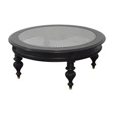 Vidaxl side coffee end table fiberglass high gloss white base tempered glass top. 74 Off Ethan Allen Ethan Allen Maya Round Coffee Table Tables