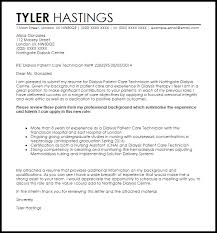 Dialysis Patient Care Technician Cover Letter Sample Cover Letter Templates Examples