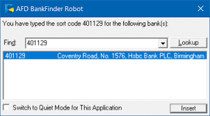 Sort code search for banks in uk/england sort code is a unique number given by british and irish banking industry which are used to route money transfers between banks within their respective countries via their respective clearance organisations. Bankfinder Product Manual Afd Software Ltd