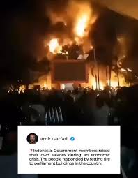 📍Indonesia: Government members raised their own salaries during an  economic crisis. The people responded by setting fire to parliament  buildings in the country.