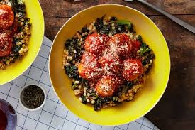 Chicken Meatballs Fregola Sarda With Kale Sicilian Tomato Sauce Recipe Chicken Meatballs Fregola Easy Tomato Sauce