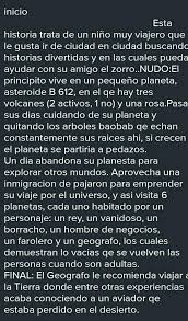 Inicio » infantiles » el principito (12 adaptaciones del cuento). Hola Porfavor Quien Me Ayuda A Hacer Un Pequeno Resumen Del Principito Con Inicio Desarrollo Y Brainly Lat