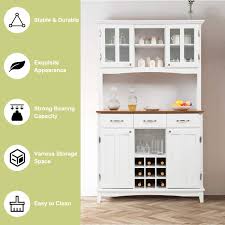 Check spelling or type a new query. Giantex Buffet Hutch Cabinet White Buffet Cabinet On Storage Island Kitchen Hutch Sideboard Wood Kitchenware Server With 3 Large Drawers And 9 Wine Bottle Modulars Kitchen Dining Room Furniture Home