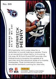 Shipped with usps first class package. Amazon Com 2018 Rookies And Stars Football 86 Derrick Henry Tennessee Titans Official Nfl Trading Card Produced By Panini Collectibles Fine Art