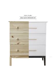 Grey drawers with dark walnut body take a simple wooden dresser and add a little bit of creativity to create a stunning custom. Before After Ikea Tarva Dresser Diy Earnest Home Co
