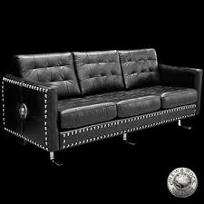 New Rock Black Leather Sofa 3 Places M Nrsofa2 C2 Black Leather Sofas Gothic Furniture Furniture Decor