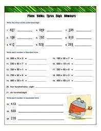 worksheet place value three digit numbers learn to use place value of 3 digit num 1st grade math worksheets place value worksheets mathematics worksheets