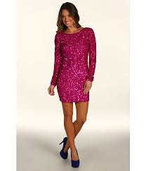 Abs Allen Schwartz L S Open Back Sequin Dress Magenta 6pm Com Long Sleeve Dress Formal Long Sleeve Sequin Dress Long Sleeve Cocktail Dress