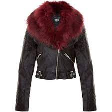 New Look Teens Burgundy Leather Look Faux Fur Collar Jacket 30 Liked On Polyvore Featuring O New Look Jackets Burgundy Faux Leather Jacket Burgundy Jacket