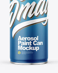 Spray bottle with transparent cap, cardboard box mockup isolated on white. Matte Aerosol Paint Can With Transparent Cap Mockup In Can Mockups On Yellow Images Object Mockups