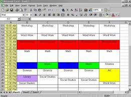 Creating A Class Schedule Using Excel Class Schedule Template Class Schedule Schedule Template