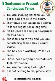 8 Sentences In Present Continuous Tense 1 You Are Studying Ha Then You Will Get A God Grade In The Learn English Words Present Continuous Tense English Words