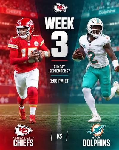 Chiefs vs Dolphins Sunday, September 27, 1:00 ET