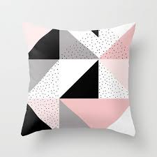 Black And White Geometric Throw Pillows Geometric Shape Pillow Black Pink White Gray Color Palette Throw Pillow Home Deco Geometric Throw Pillows Grey Bedroom With Pop Of Color Geometric Throws