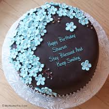 Cake Decorating Birthday Cake Images Download With Name The Name Sharon Is Generated On Flowers Chocolate Birthday Cake With Name Image Downlo Happy Birthday Cakes Friends Birthday Cake Birthday Cake With Flowers