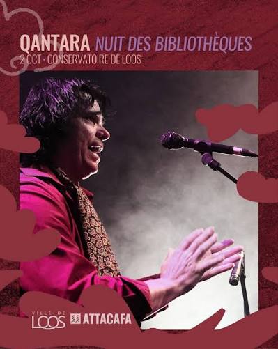𝗤𝗔𝗡𝗧𝗔𝗥𝗔 𝘕𝘶𝘪𝘵 𝘥𝘦𝘴 𝘣𝘪𝘣𝘭𝘪𝘰𝘵𝘩𝘦̀𝘲𝘶𝘦𝘴 Au plateau  quatre musiciens. Ensemble, ils entrelacent leurs voix, leurs gestes, leur  sensibilit&eacute; pour b&acirc;tir un pont entre les deux rives de la m&eacute;diterran&eacute;e,  entre le Maghreb, le