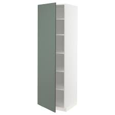 Metod White Bodarp Grey Green High Cabinet With Shelves 60x60x200 Cm Ikea Kast Met Planken Kast Plank