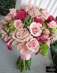 Gentle and feminine colors with perfect accents. Petals Galore Gallery Bridal Bouquet Pink Pink Bouquet Gorgeous Wedding Bouquet