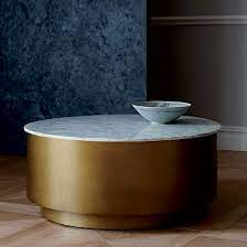 Danpinera end table, side table metal waterproof small coffee table sofa side table with round removable tray for living room bedroom balcony and office (black). Marble Metal Drum Coffee Table