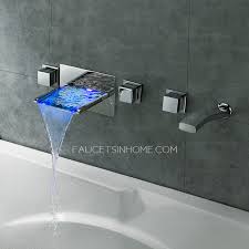 A wall mounted faucet is mounted directly to wall, extending above the sink compared to traditional faucets that are installed on top of the sink or countertop. High End Waterfall Wall Mount Bathtub Faucet With Hand Shower