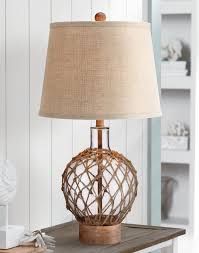 Rope Around Clear Glass Ball Table Lamp Wood Lamp Shade Glass Table Lamp Nautical Lamps