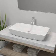 Lavabo Et Mitigeur Ceramique Rectangulaire Blanc Vidaxl Leroy Merlin