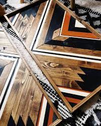 Boho Artset Of Twoburnt Orange Tribal Woodaztec Wood Wood Etsy In 2021 Boho Wood Signs Geometric Wood Art Cool Woodworking Projects