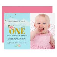 Invitation Card Design For 1st Birthday Party Our Little Angel 1st Birthday Baby Girl Party Invitation Zazzle Com Girls Party Invitations 1st Birthday Birthday Invitations Diy
