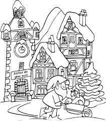 Coloriage p¨re no l et sac jouets. Coloriage Village Du Pere Noel A Imprimer Sur Coloriages Info