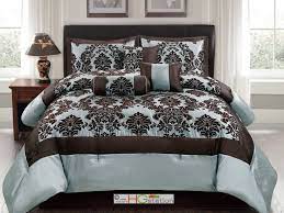 Maybe you would like to learn more about one of these? 7 Pc Silky Poly Satin Flocking Damask Floral Square Comforter Set Blue Brown Queen Walmart Com Walmart Com