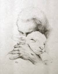 Jesus And The Lamb 14 X11 Pencil Sketch Unframed Paper Print Katherine Brown 1982 Jesus Drawings Jesus Painting Jesus Art