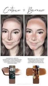 Contour and bronzer placement for natural makeup