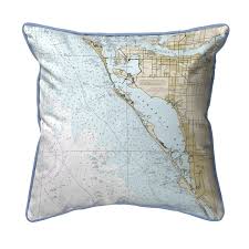 Sarasota Bay Florida Nautical Chart 22 X 22 Pillow