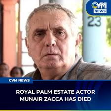 Acclaimed Jamaican actor, Munair Zacca, best known for his role as 'Sonny  T' in Royal Palm Estate, has died. He was 79-years-old. A prolific stage  and screen actor, Zacca also starred in