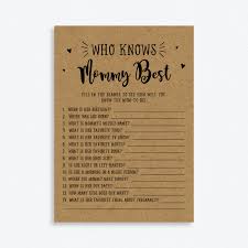 Who Knows Mommy Best Mommy Questions Rustic Baby Shower Etsy