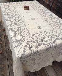 Quaker lace tablecloths vintage oblong birds and floral pattern. Antique Vintage Handmade Quaker Lace Tablecloth Rococ Grapes Picot Loop 1889167203