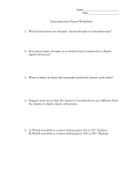 Learn all about intermolecular forces. Intermolecular Forces Of Attraction Worksheet With Answers