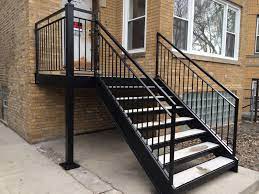 Chicago Iron Railings Handrails Contractors Chicago Fences And Gates Contractors Outdoor Stair Railing Exterior Stairs Railings Outdoor