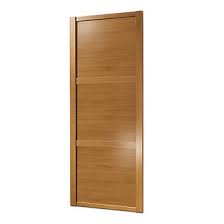 A wardrobe's doors are its most visible aspect; Spacepro Shaker 1 Door Sliding Wardrobe Door Oak Frame Oak Panel 762 X 2260mm Sliding Wardrobe Doors Screwfix Com