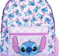 Disney Stitch - Zaino da scuola per ragazzi e ragazze, 2 scomparti, zaino  da viaggio per bambini, spallacci regolabili e tasca in rete, Viola : ...