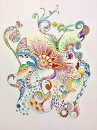 Zentangle Abstract Abstract Art Colored Zentangle Colored Abstract Zentangle Art Ink Colored Pencils Wall Art Wall Decor Colorful Abstract Art Zentangle Art Zentangle Artwork