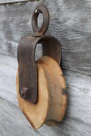 Antique Barn Pulley For Block Tackle W Iron Hardware Extra Wood Pulley Wheel Iron Hardware Pulley Block And Tackle